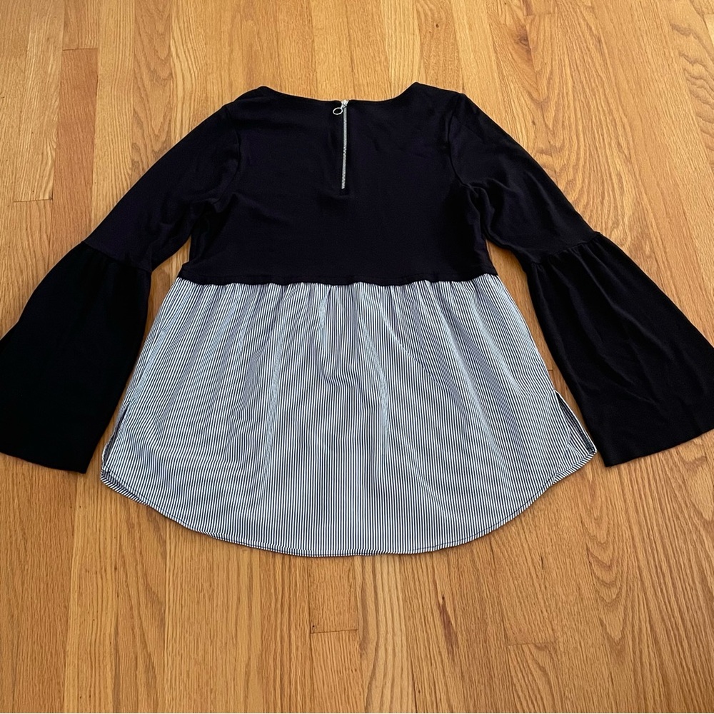 Motherhood Maternity Black and Black and White Striped Layer Long Sleeve Size M - Picture 10 of 16